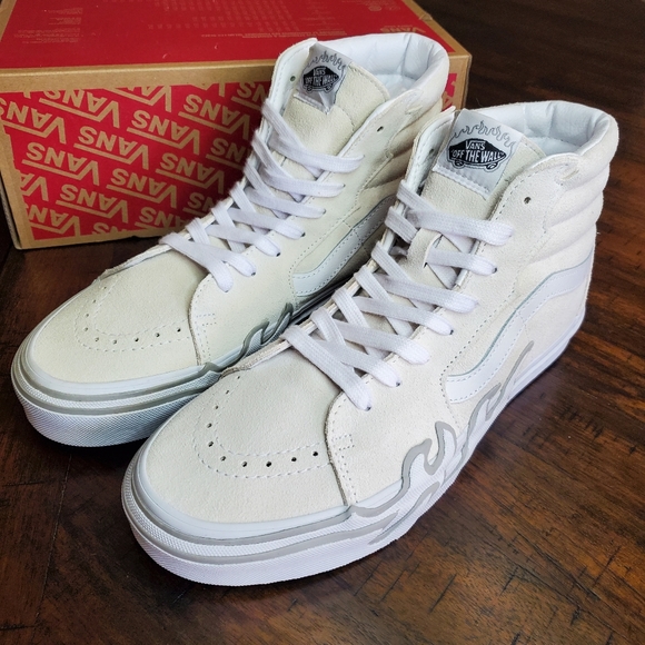 Vans Sk8-Hi Flame Suede White Men Size 9, Women Size 10.5 - Picture 3 of 8